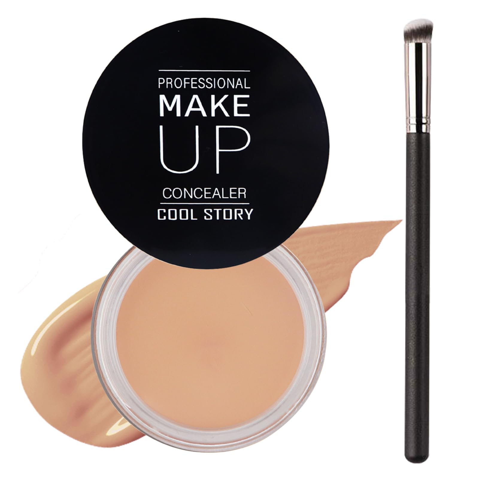 Under Eye Concealer-Full Coverage Concealer Palette,Conceals Blemish/Dark Circles/Acne Spots, Waterproof Foundation Face Color Correcting Concealer Makeup,with Brush(Natural)