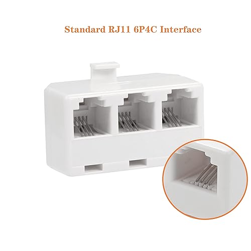 Miniatura 10 de Vthahaby Adaptador de pared de teléfono con conector dúplex de 1 a 2 conectores modulares de pared, adaptador de convertidor RJ11, divisor para