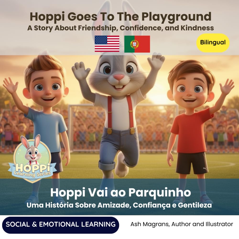 Hoppi Vai ao Parquinho: Uma História Sobre Amizade, Confiança e Gentileza (Portuguese - English Bilingual Books by Hoppi)
