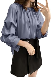 Tunic Women's Summer Top Women's Blouses & Tunics For Women T-Shirt Women's Chiffon Blouse Black Women's Blouse for Women Long Sleeve Occasion Blouses Tunic On Shoulders Blouse Shirt Ladies, blue, XL