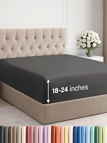 CGK Unlimited Sábanas Bajeras 21 pulgadas, Microfibra, Blanco, King