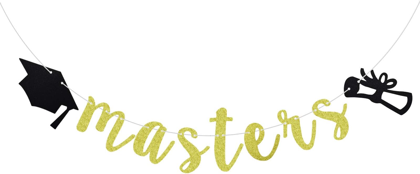 Masters banner, Congrats Masters Party Decorations, Class of 2024 Graduation Party Supplies, Gold Glitter
