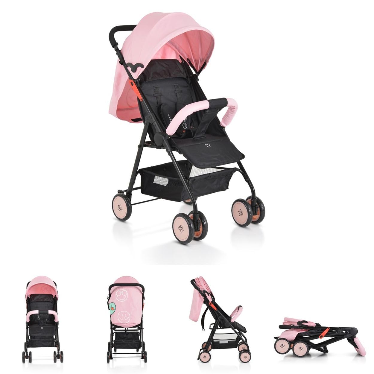 Moni, Poussette, Buggy Capri Pliable, Ceinture de Sécurité, Dossier Règlable, Rose