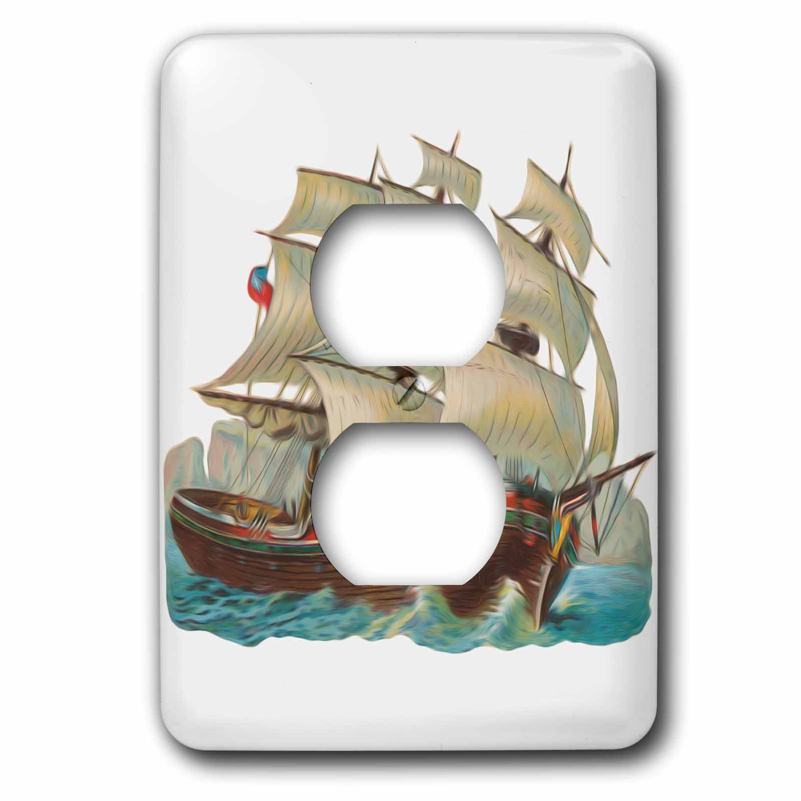 Illustration nautique vintage pirate pour prise 3dRose cachez vos plaques murales ternes
