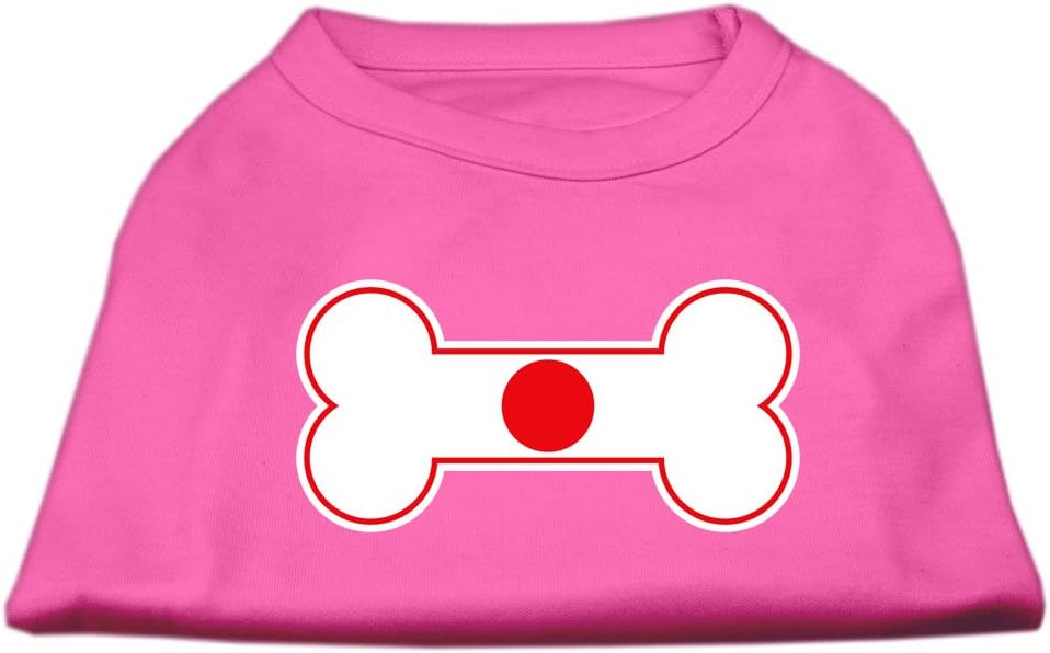 Mirage Pet Products 8-Inch Bone Shaped Japan Flag Screen Print Shirts for Pets, X-Small, Bright Pink