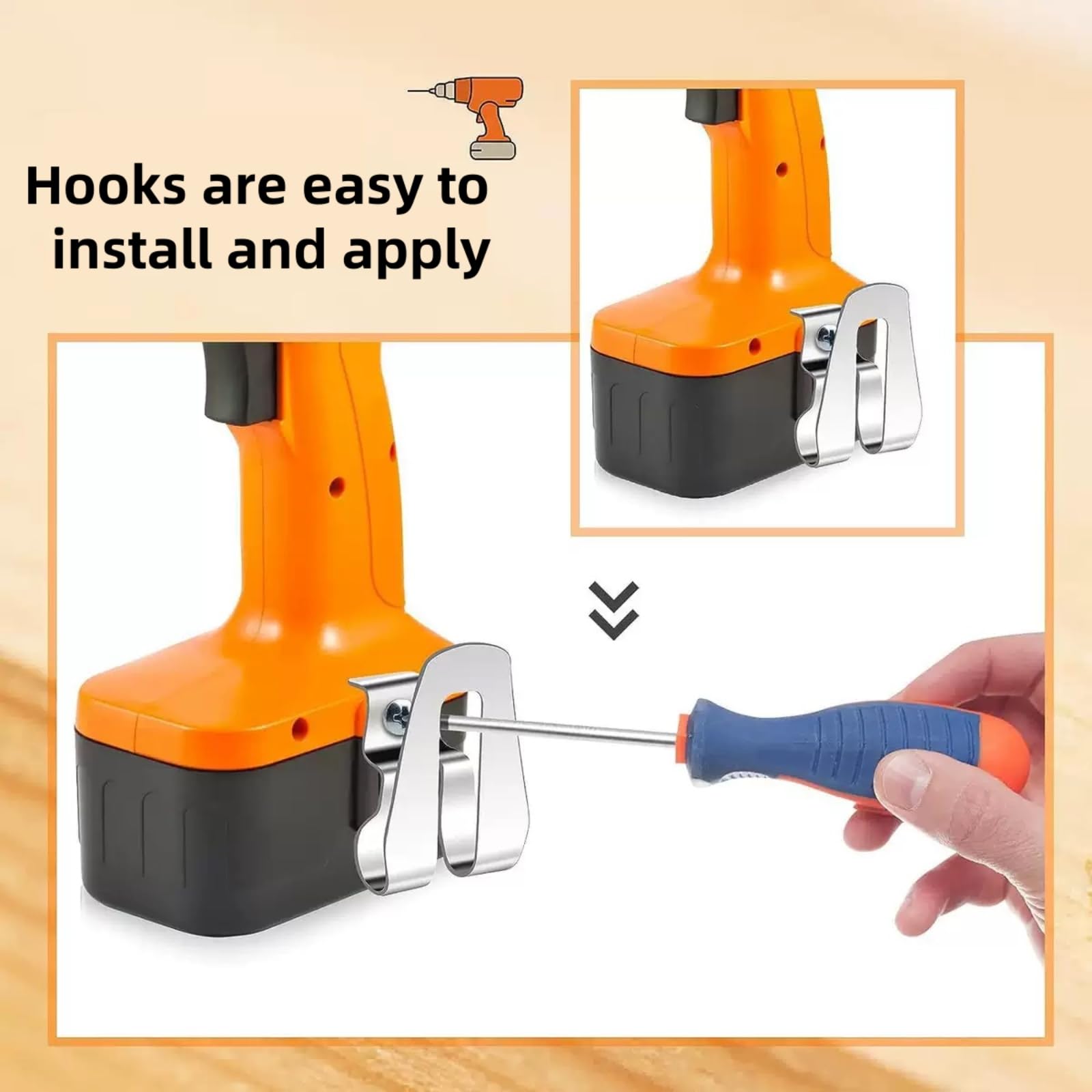Support de perceuse pour ceinture à outils, clip de ceinture pour perceuse sans fil, visseuse à percussion, ceinture jusqu'à 5,1 cm, compatible avec les perceuses sans fil Dewalt, Milwaukee, Ryobi