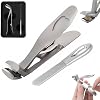 Clipdoc Max Toe Nail Clipper, Wide Jaw Opening Anti-Splash Slanted Nail Clipper, Toenail Clippers for Thick Nails, Ultra Sharp Stainless Steel Nail Clipper-Silver