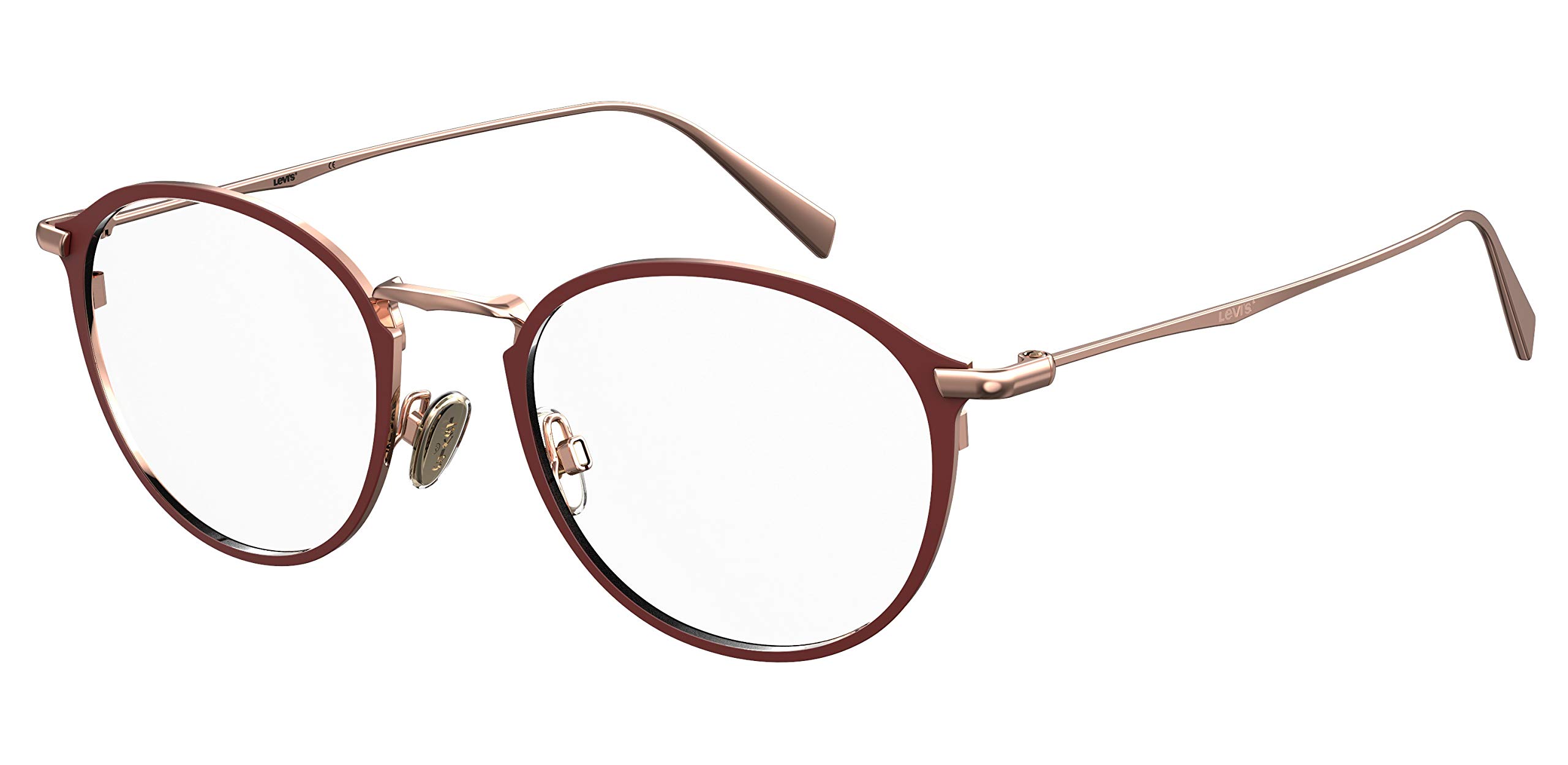 Levi's Men's LV 5001 Oval Prescription Eyeglass Frames, Burgundy/Demo Lens, 50mm, 20mm