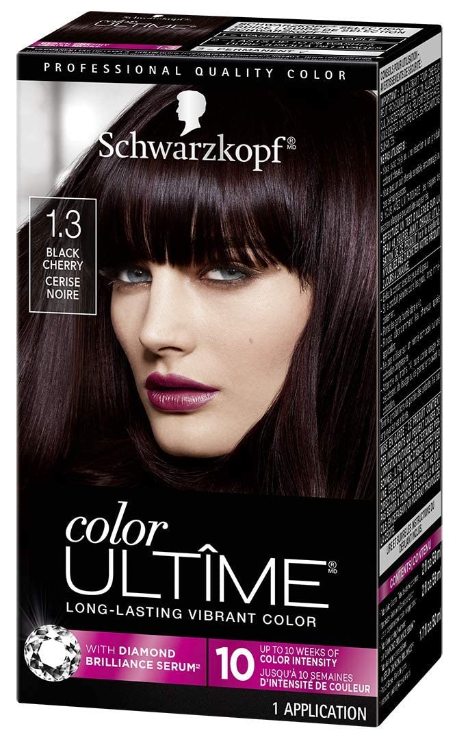 SchwarzkopfColor Ultime Hair Color, 1.3 Black Cherry, 1 Application - Permanent Black Hair Dye for Vivid Color Intensity and Fade-Resistant Shine up to 10 Weeks