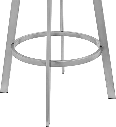 Vista 44 de Armen Living Prinz Taburete giratorio de 26 pulgadas de altura de mostrador en piel sintética negra y acabado de acero inoxidable cepillado