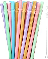 Vista 7 de Jovitec 50 popotes de plástico reutilizables para vasos, tarros de masón, batidos de leche, popotes reutilizables de plástico duro con cepillo