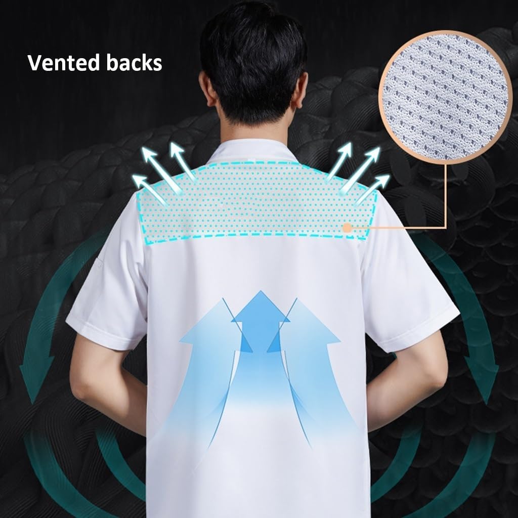 Unisex Chef Coat for Women and Men Chef Jacket Short Sleeve Work Uniform Shirt for Hotel Kitchen Restaurant