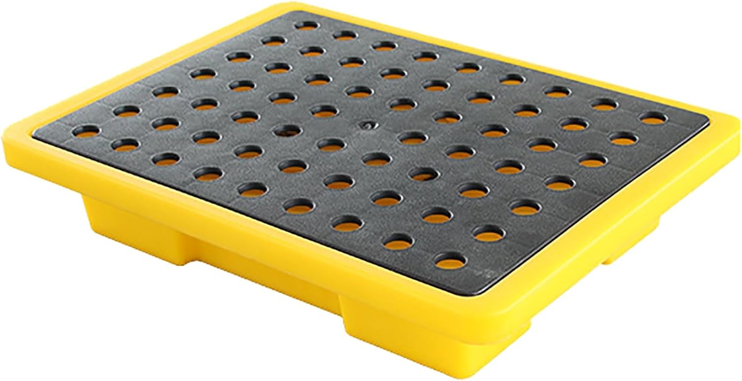 Drum Containment Spill Pallet, Oil Tank Spill Tray, Leakproof Tray, Modular Spill Containment with Top Grates, Oil Drum Spill Prevention Platform