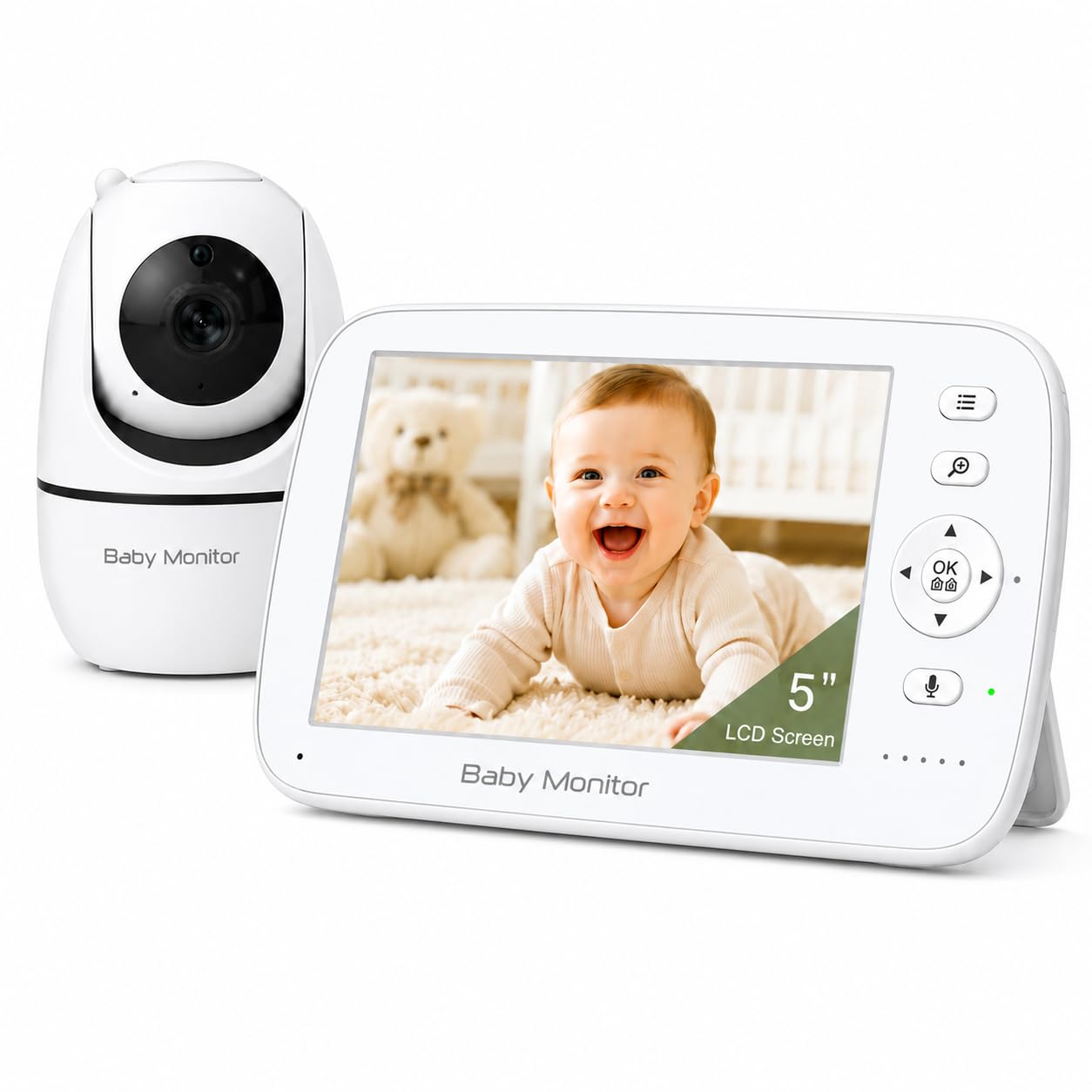 Photo 1 of No WiFi Baby Monitor 5" Screen, 720P Video Baby Monitor with Camera and Audio,30-Hour Battery, Pan-Tilt-Zoom, Night Vision, VOX, 2-Way Talk, Long Time Battery and Long Range