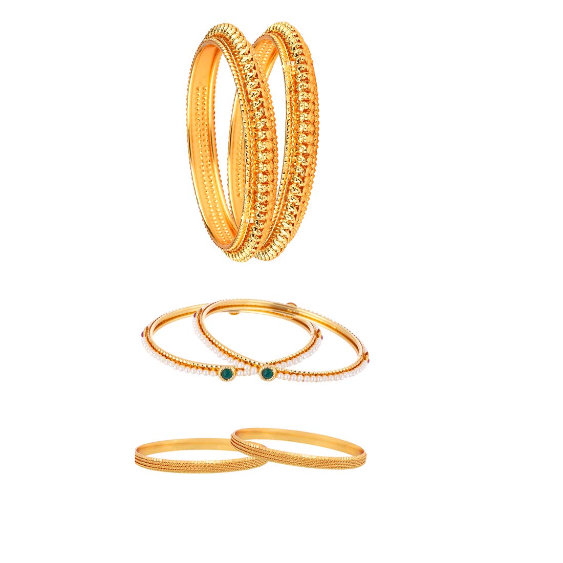 ZENEME Exclusive Handcrafted Delicate Broad Design Gold Plated Pearl Bangle Set Combo For Women/Girls - Pack Of 6 (2.4) (B07CZ1BNQH) Amazon Price History, Amazon Price Tracker
