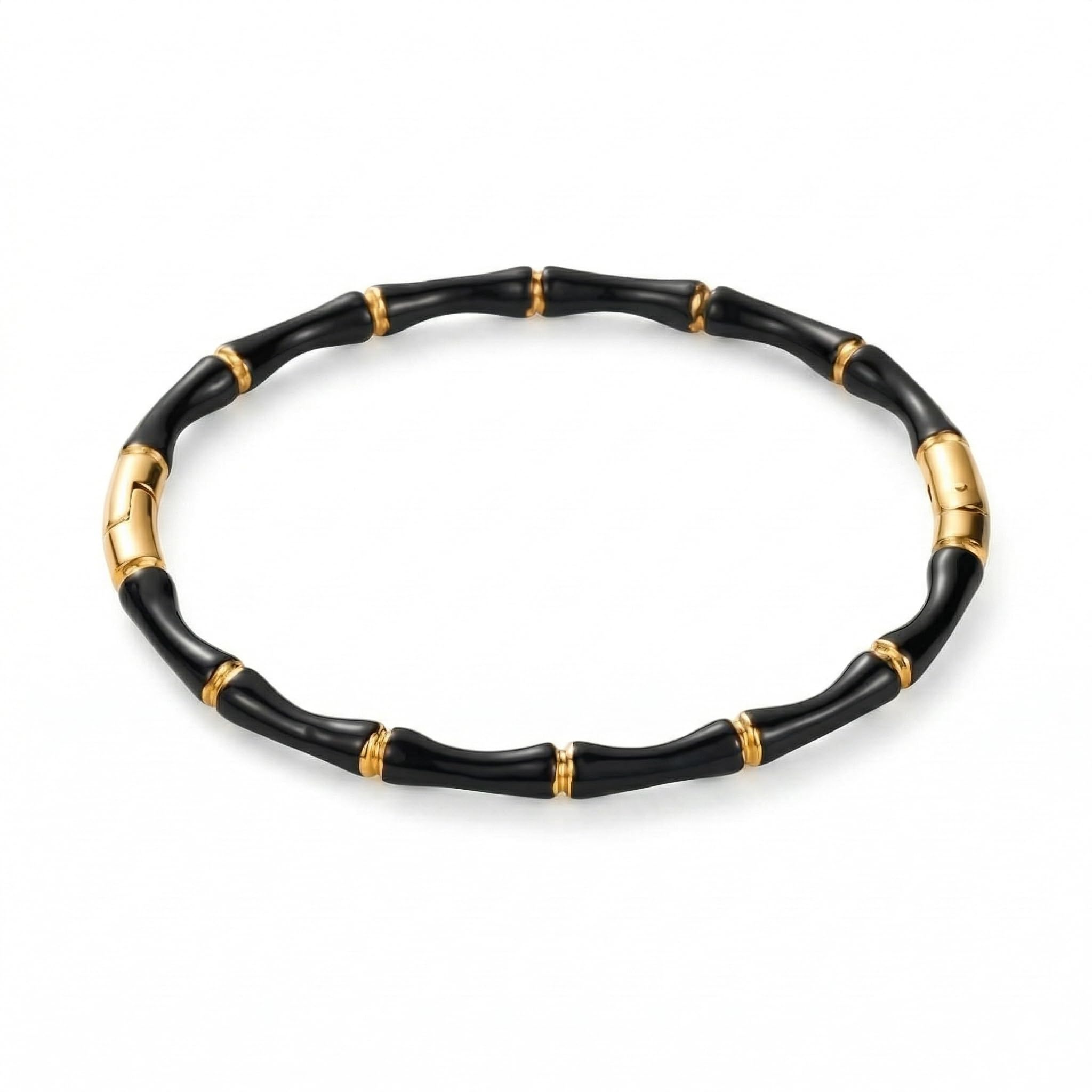 Black Bamboo Evil Eye Gold Plated Stainless Steel Cuff Bracelet for Women | Nazar Bangle | Waterproof & Anti-Tarnish | Stylish Gift for Women-image-22