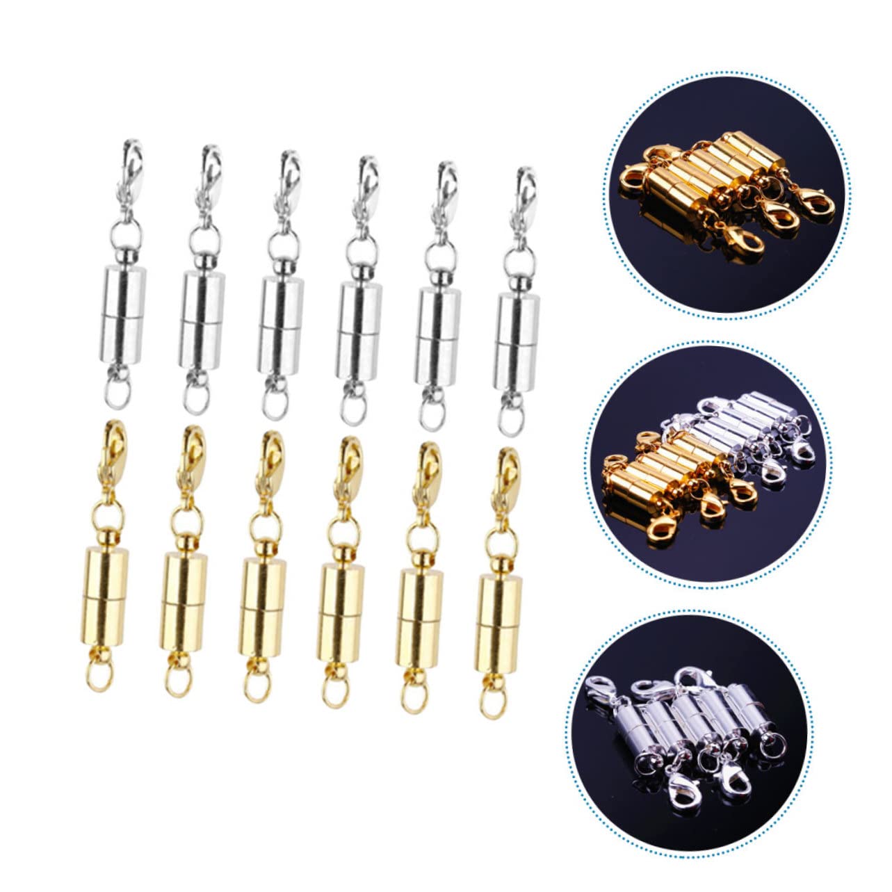 Uonlytech 5 set Chiusura A Moschettone Chiusure Magnetiche Per Collane Chiusure A Moschettone Chiusura Facile Per Collana Per e Per La Creazione 12 pezzi*5