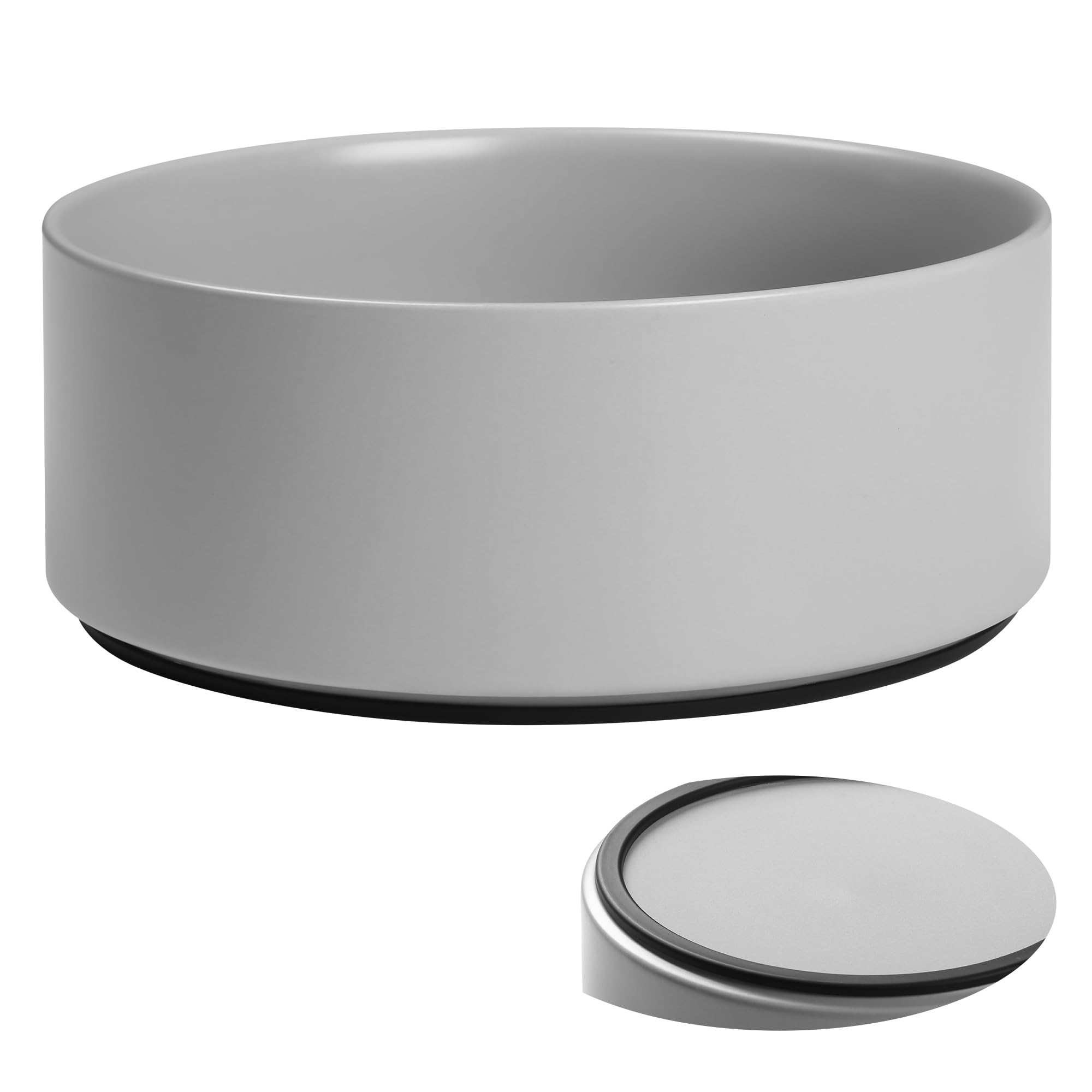 Kitwinney Large Dog Bowls, Non Slip Heavy Ceramic Dog Food and Water Bowl with Silicone Base, 8" Pet Feeding Bowl for Small, Medium, and Big Dogs (Grey, 8 Inches)