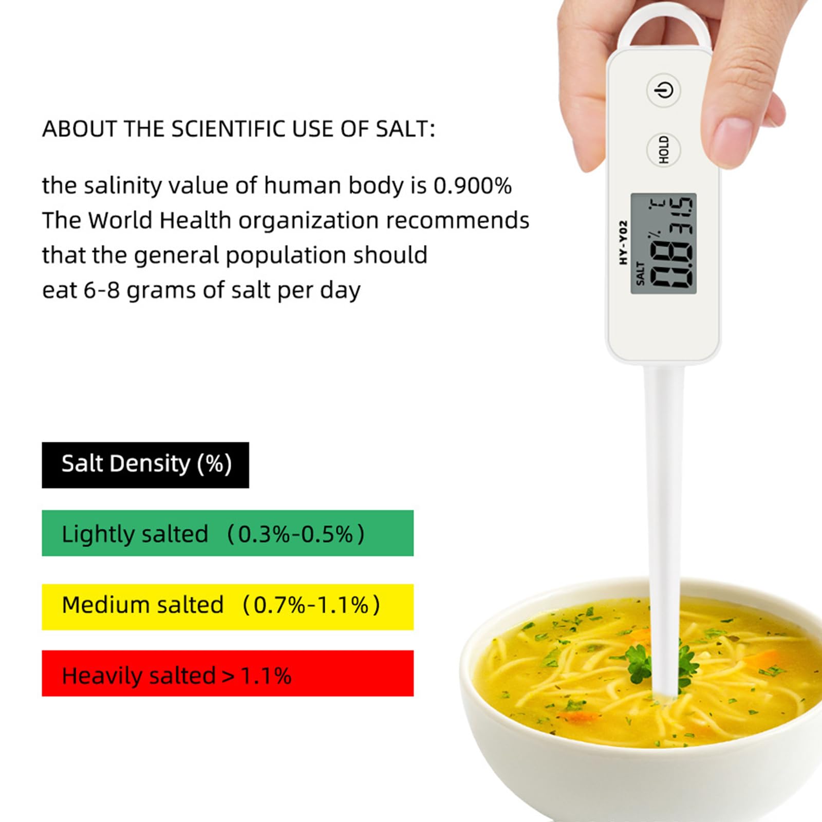 Salinometro con display digitale per misurazioni precise in ambiente marino e applicazioni culinarie