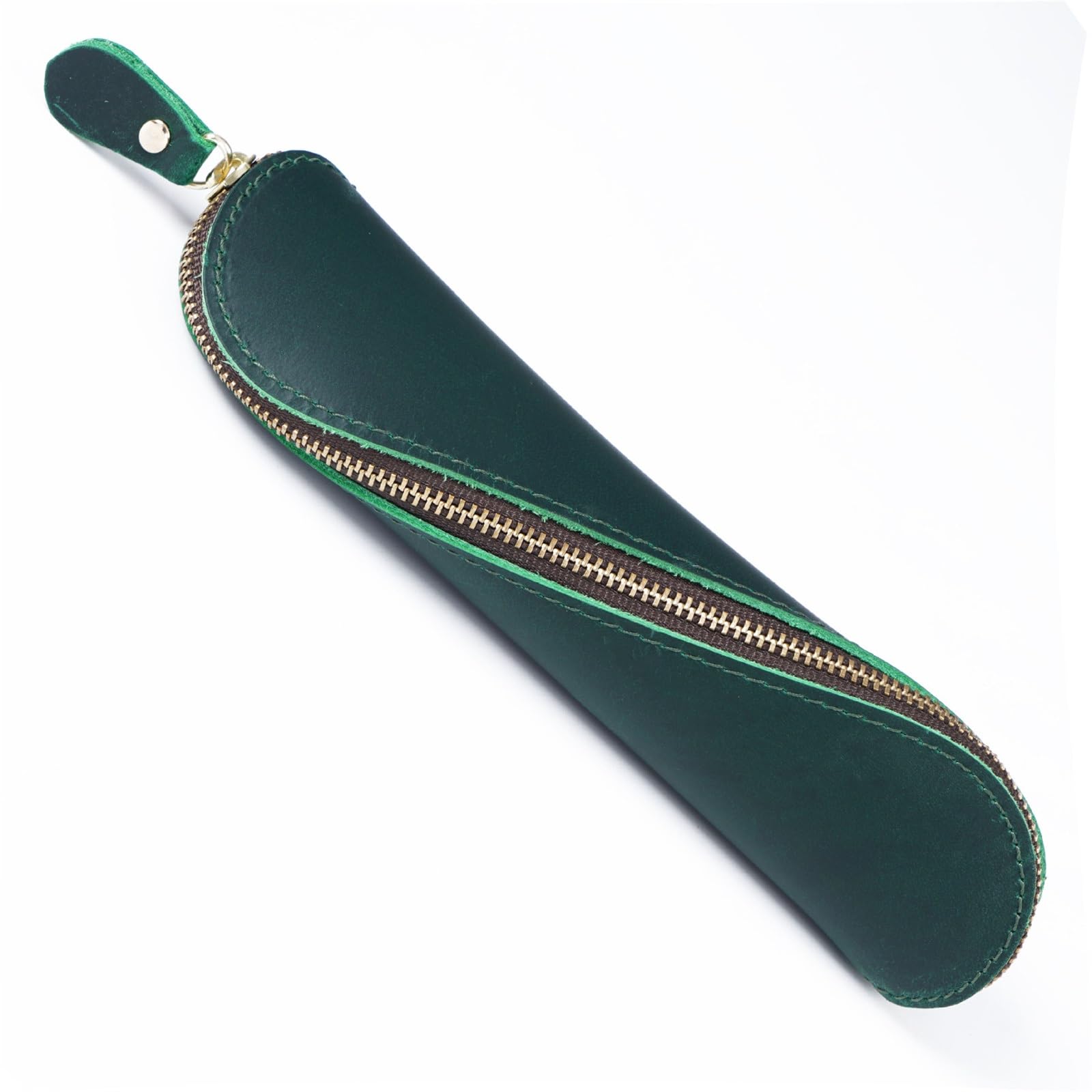 DUMRALBQE Wooden Jewelry Box Vintage Leather Pen Pouch College Handmade for Storage and Organization(Dark green)