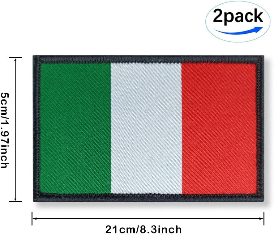 Miniatura 3 de Overdecor Parche de bandera italiana de Italia, parches militares tácticos, cierre de velcro, paquete de 2