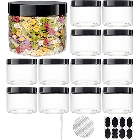 Lawei 6 Pack Clear Plastic Square Jars - 32 Oz Containers With Easy Grip Handles For Dry Goods, Cookies, Candy And More