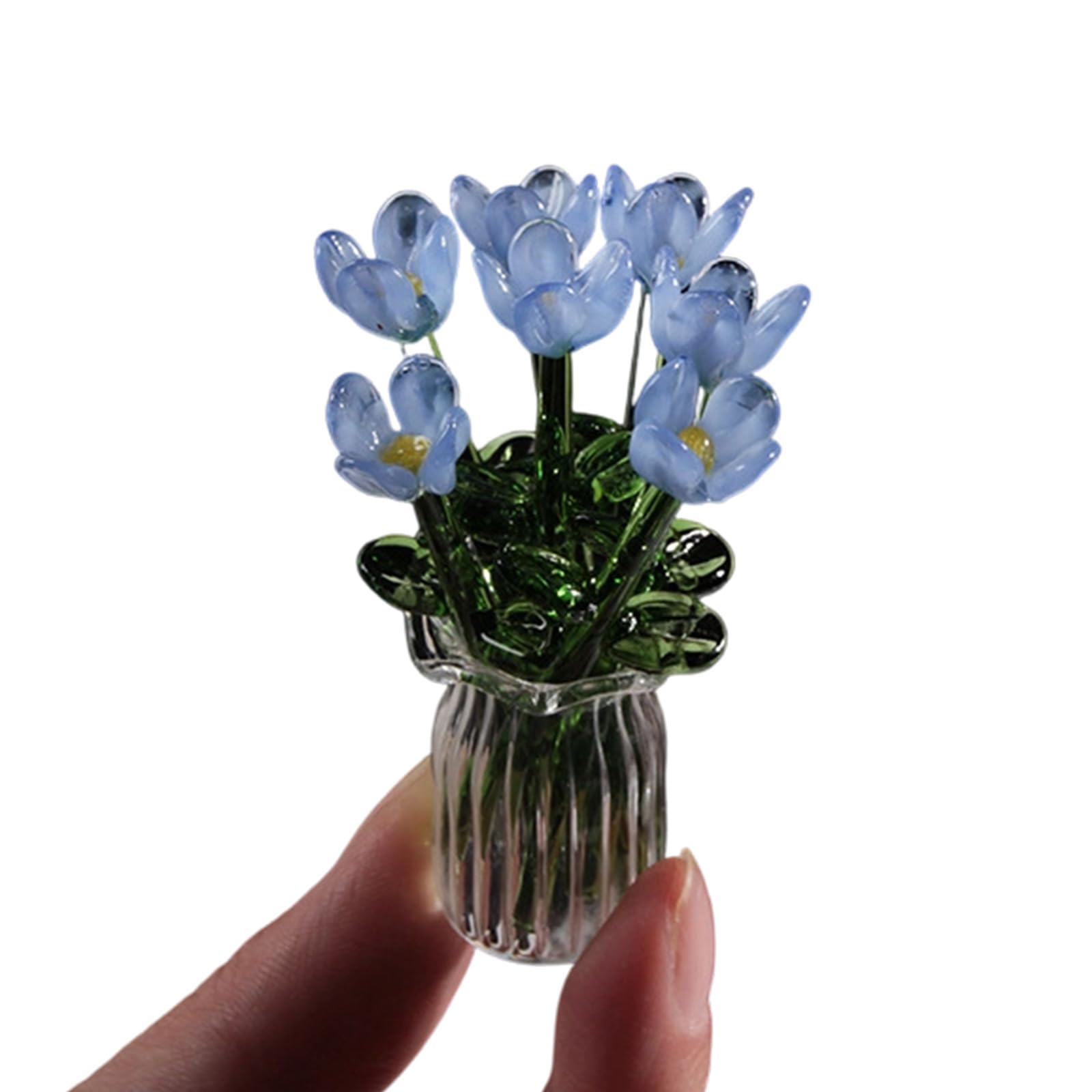 Glass Decorative Flowers Bouquet Handcraft Crystal Flower Statue Ornaments Simulation Flower Collectible Glass Blown Ornaments