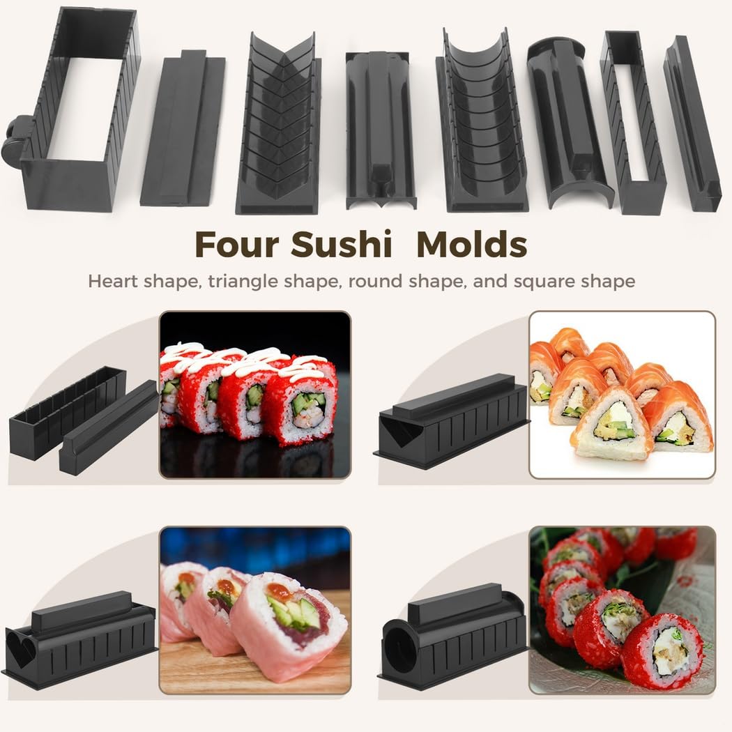 Zestaw do robienia sushi DIY – 23-częściowy zestaw dla początkujących, zawiera formy, wiosło i akcesoria do idealnych bułek do sushi