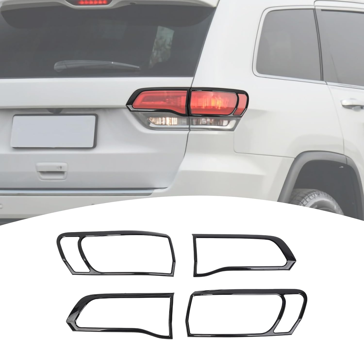 for Grand Cherokee Rear Tail Light Cover Trim Bezel for Jeep Grand Cherokee 2014-2020 Black Exterior Accessories 4pcs