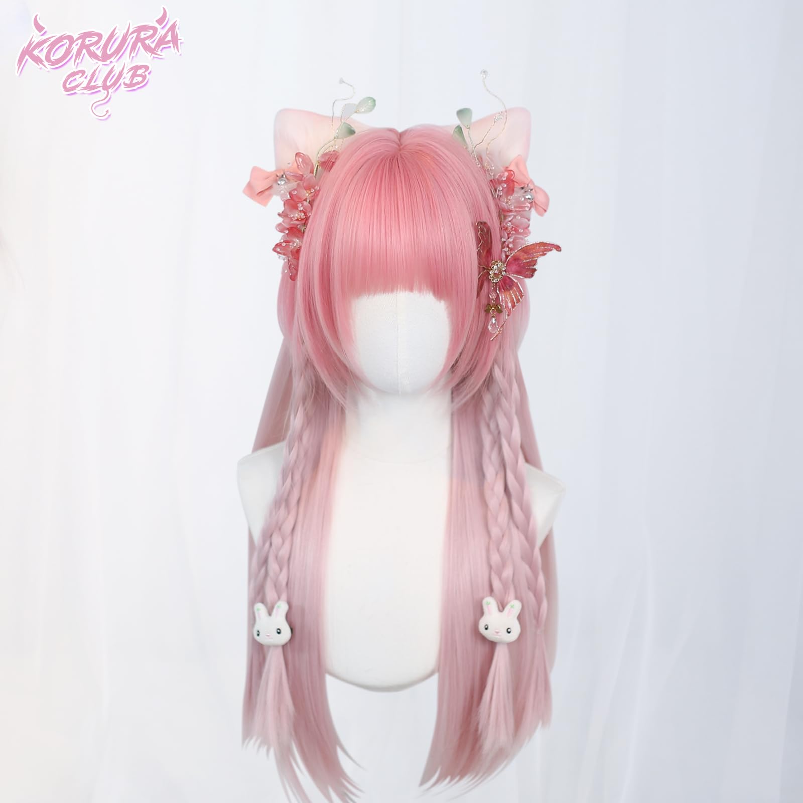 KORURACLUB gradient Wigs cosplay Wig pink and lolita wigs anime wig halloween Wigs for women (No accessories included) (): Blossom Pink Mist
