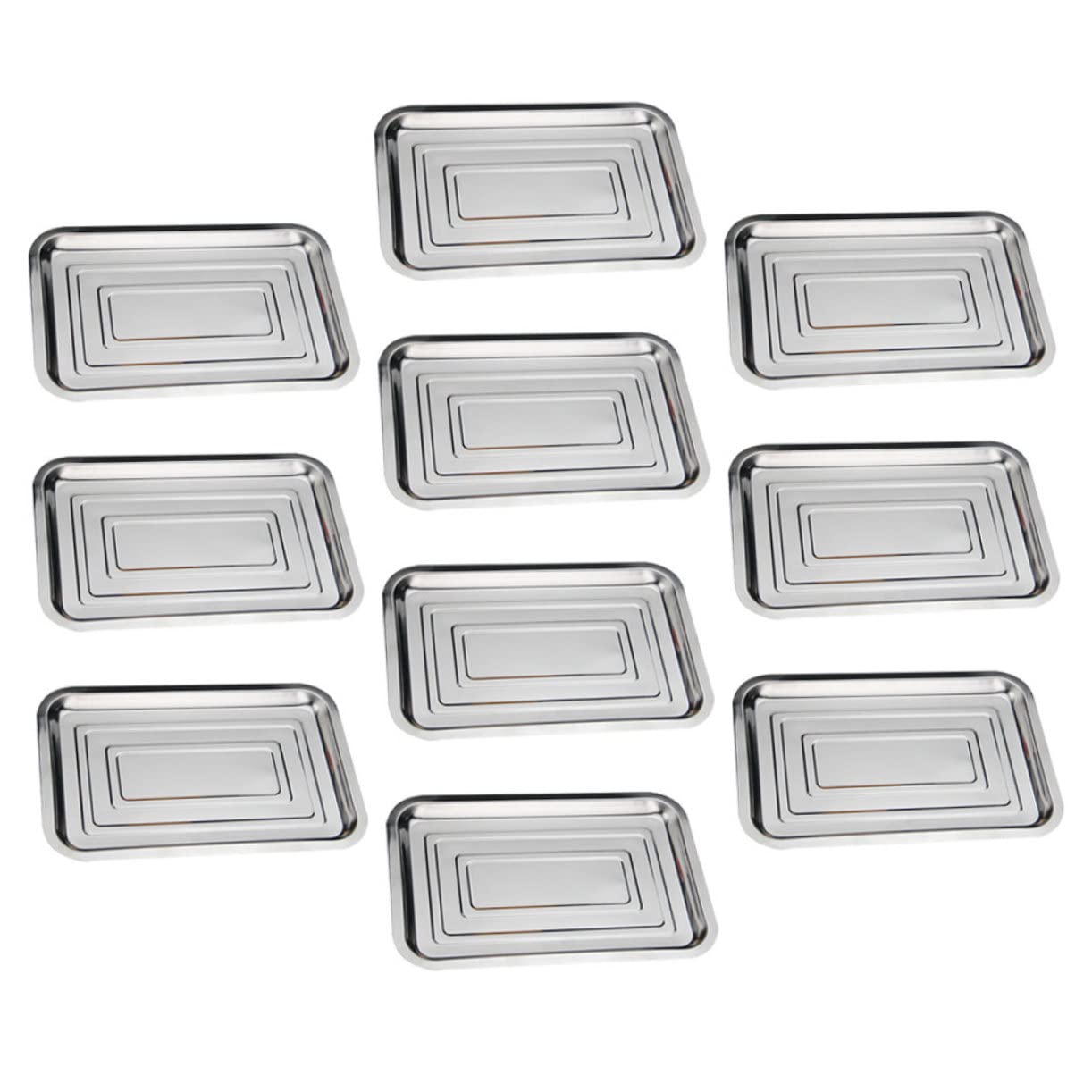 10 Pezzi Vassoio Piatti Per Antipasti Set Di Piatti Per Bambini Grandi Piatti Campeggio Per Barbecue, Snack, Cibo Merenda Acciaio Inossidabile Piastra Grill Piatto Fondo Banchetto