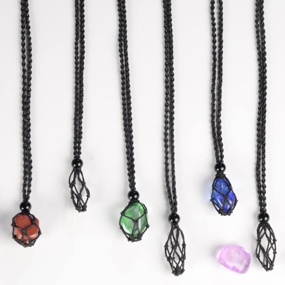 18 PCS Crystal Cage Necklace Holder Necklace Cord Empty Stone Holder Replacement Hand-Woven Necklace Cord with Adjustable Length - Image 3