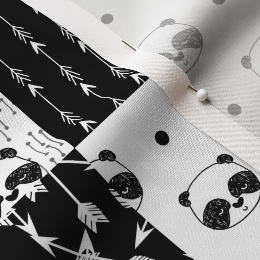 Spoonflower Fabric - Panda Quilt Patchwork Black White Nursery Whole Cloth Cheater Printed on Cotton Poplin Fabric by The Yard - Sewing Shirting Quilting Dresses Apparel Crafts