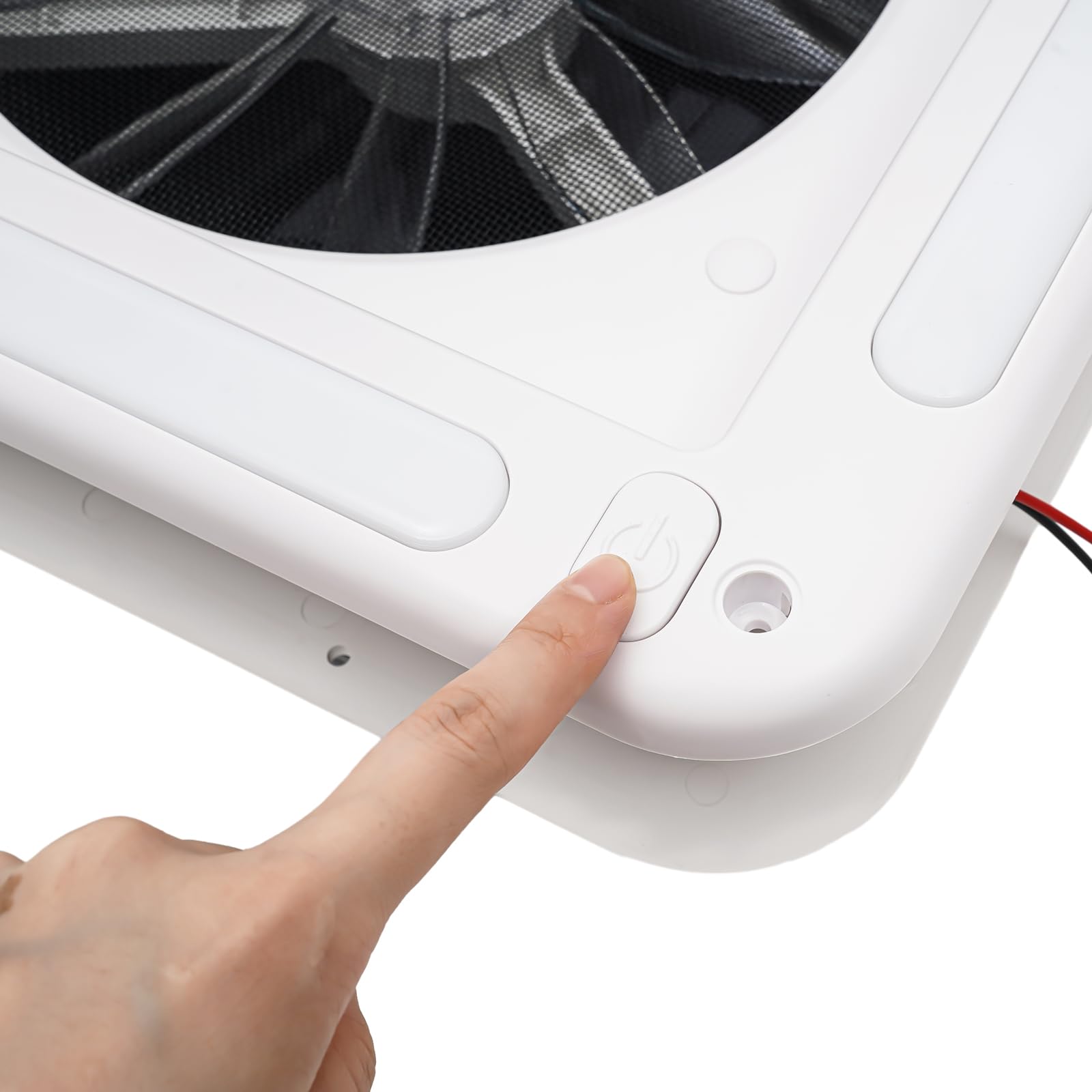 Ventilatore da tetto per camper, 12 V, con illuminazione a LED, per camper, camper, roulotte, scarico, molto silenzioso (dimensioni apertura: 28 x 28 cm)