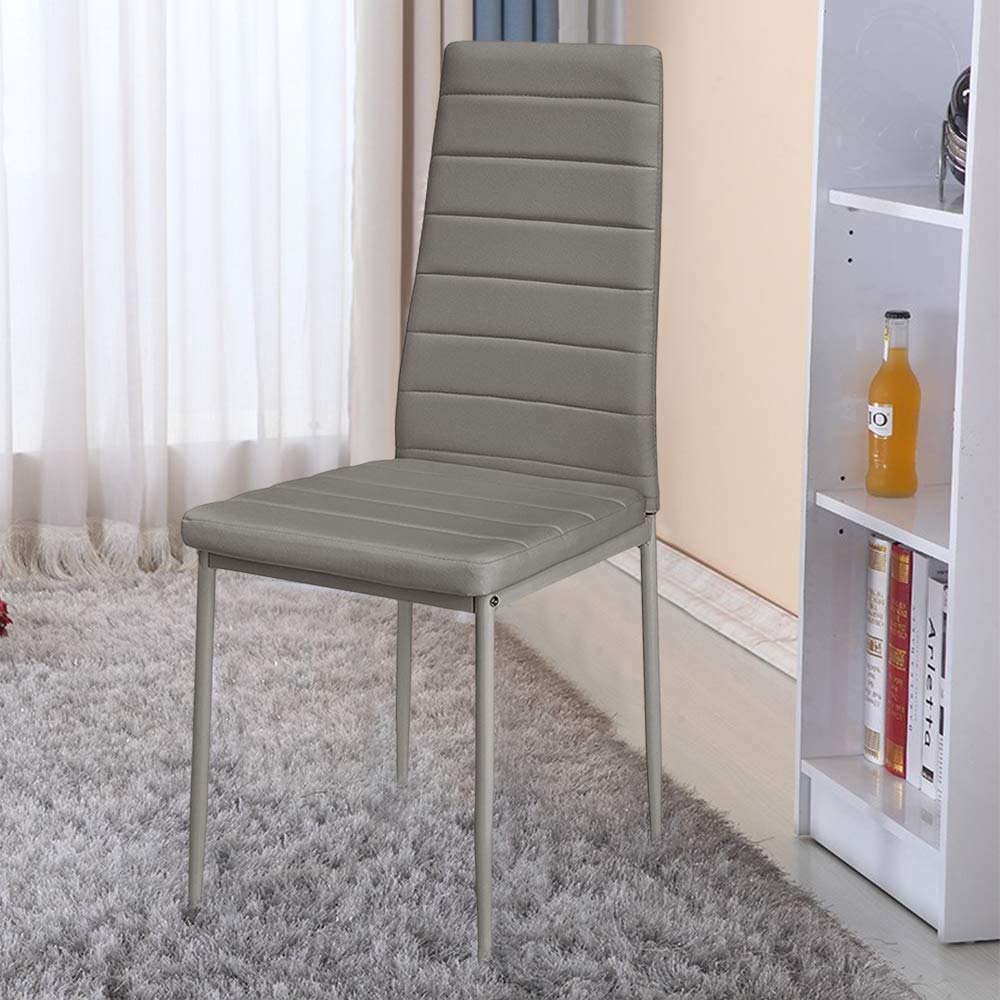 Pack 2 Sillas Lauter Polipiel - Set de Sillas de Comedor, Asiento y Respaldo Acolchado, Set de sillas de Comedor,SGS Tested,2 Piezas (Gris)