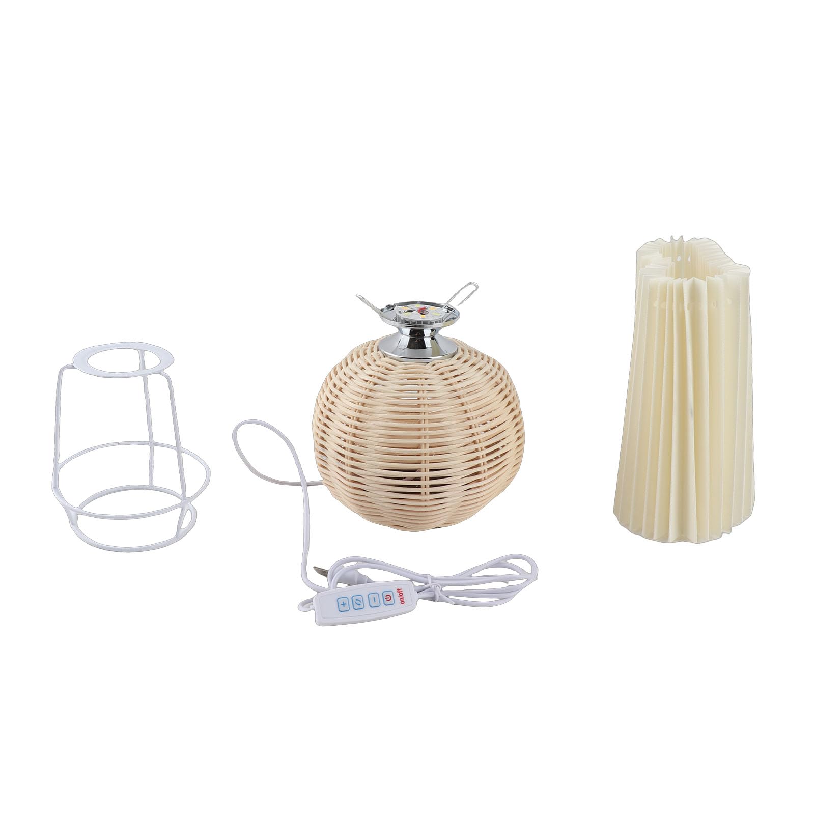 Muiltvoe Small Table Lamp Bedside Nightstand Mini Lamp for Bedroom Living Room Side Table Rattan Pleated Aesthetic Vintage Lamp