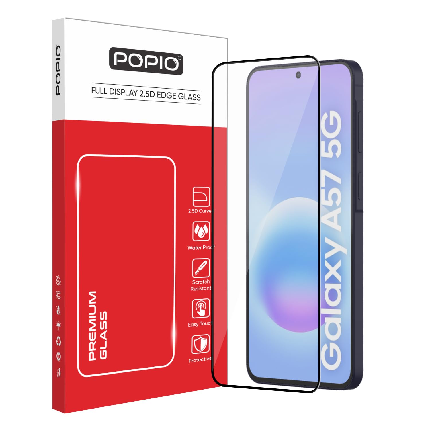 POPIO Military-Grade Gorilla Tempered Glass For Samsung Galaxy A57 | 9H Hardness, Edge-to-Edge, Bubble-Free