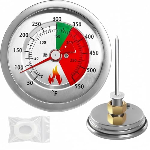 5070 - Termómetro de repuesto para freidora Bayou Classic, diseño de acero inoxidable, esfera de vidrio templado con rango de 50 a 550F, apto para