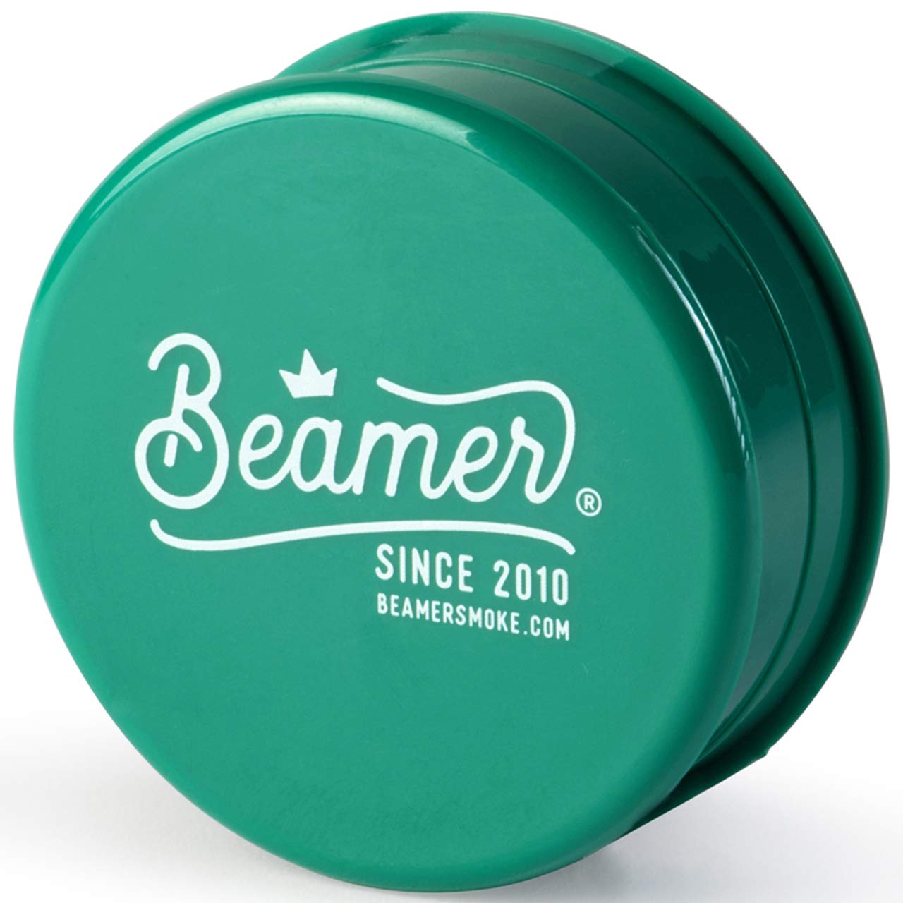 Beamer Crown Logo 3-Piece 63mm Acrylic Grinder - Opaque Green Color + Beamer Smoke Sticker