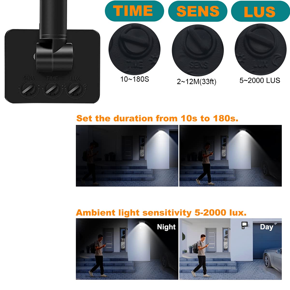 treoir 10W Security Lights Outdoor Motion Sensor,1000LM Outdoor Spotlight with PIR,IP66 Waterproof 3500k LED Spotlight for Garden,Garage,Square,Car Park,Construction Site ect (Warm White - Image 3