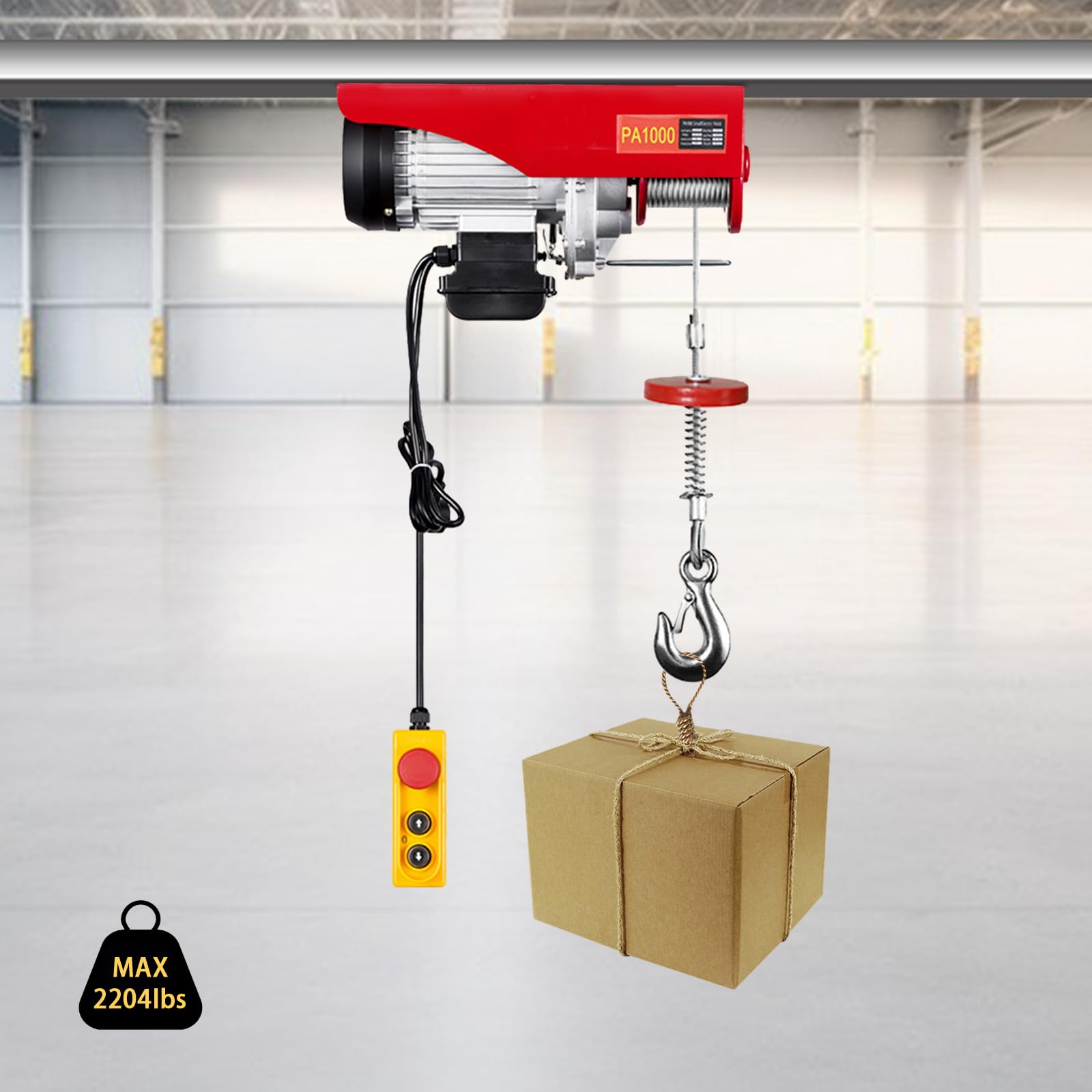 Cabrestante eléctrico de 220 V, peso de elevación de 500 kg hasta 1000 kg, cabrestante de motor, motor de cobre de 1600 W, polipasto, elevador, mando a distancia