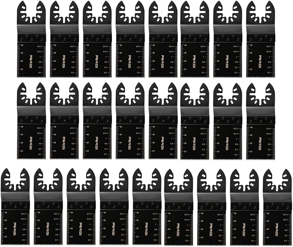 25Pcs Oscillating Tool Saw Blades, 35mm High Carbon Steel Quick Release Multitool Blades Kit for Wood Metal Carpet Pipe Cutting (Black)