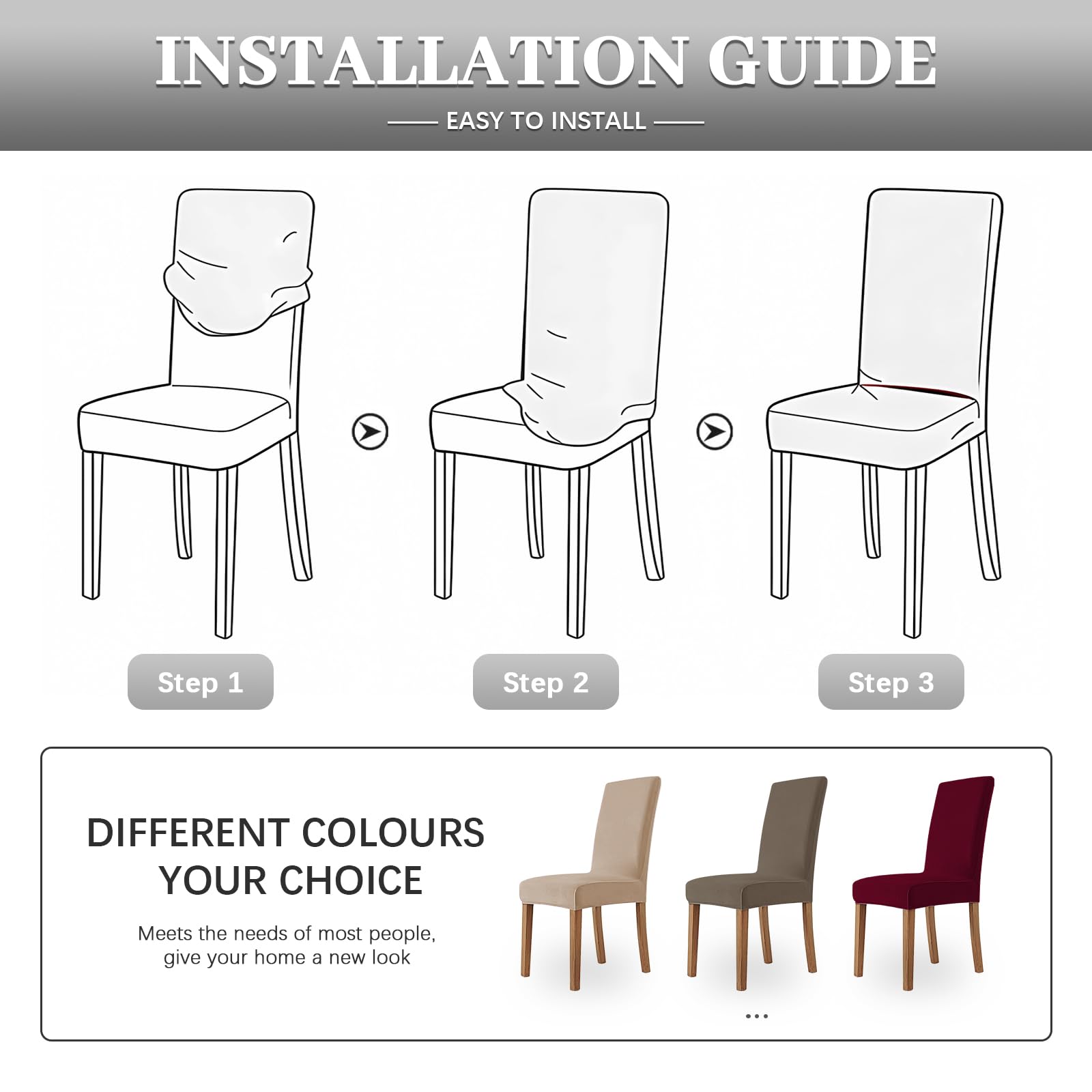 Housse de Chaise 6 Pièces in Velours Extensible,Housse Chaise Salle à Manger Universel Cuisine Salon Extrêmement Doux Confortable Anti-Griffures -Taupe