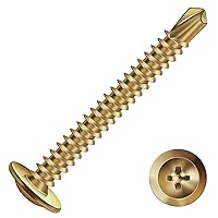 Vista 11 de Tornillos de chapa metálica de 2-1/2 pulgadas, 100 tornillos Tek de cabeza de armadura de acero inoxidable 410 de bronce 410, tornillos