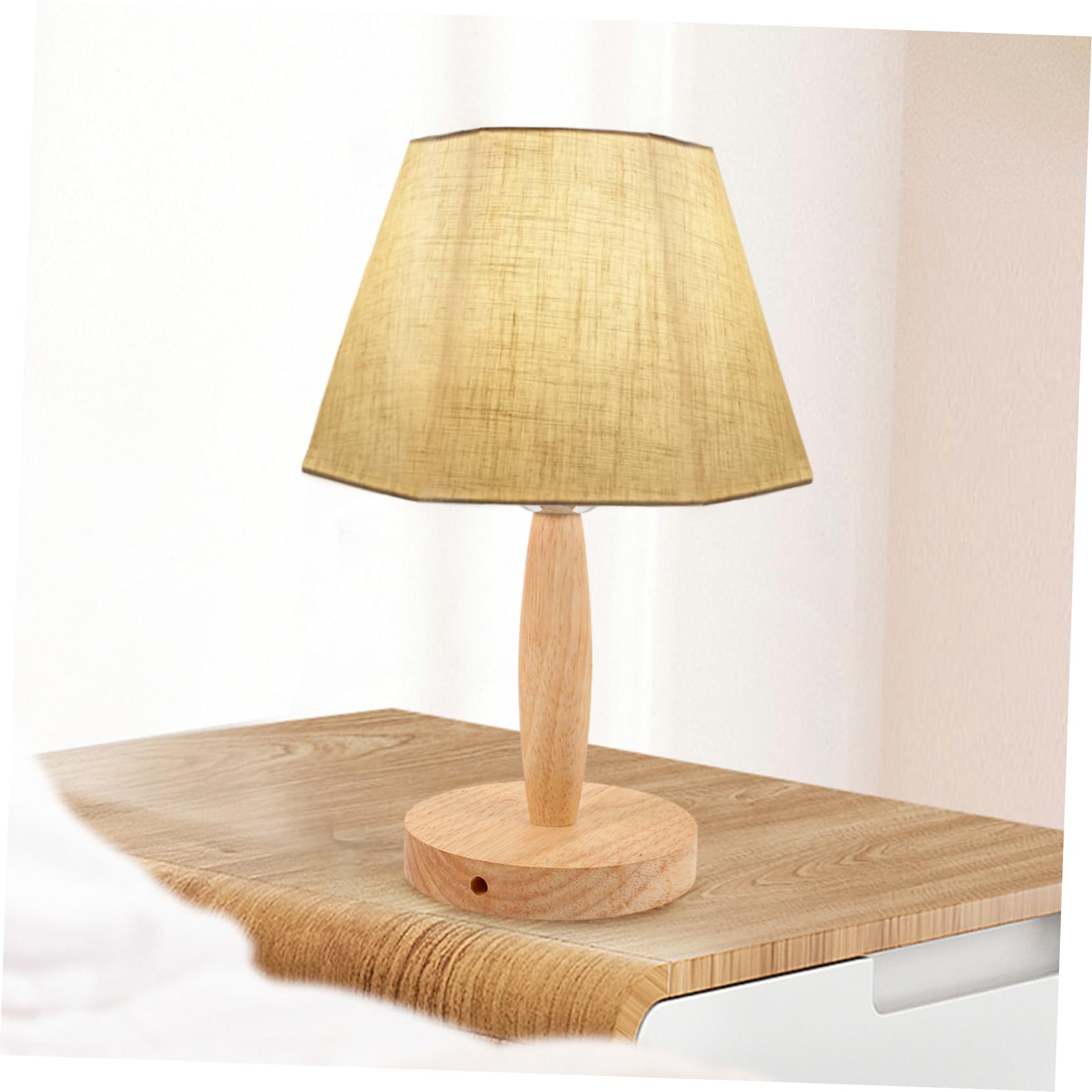 Lampada da Tavolo Fai da Te per Comodino, Base in Ferro e Legno, per Camera da Letto