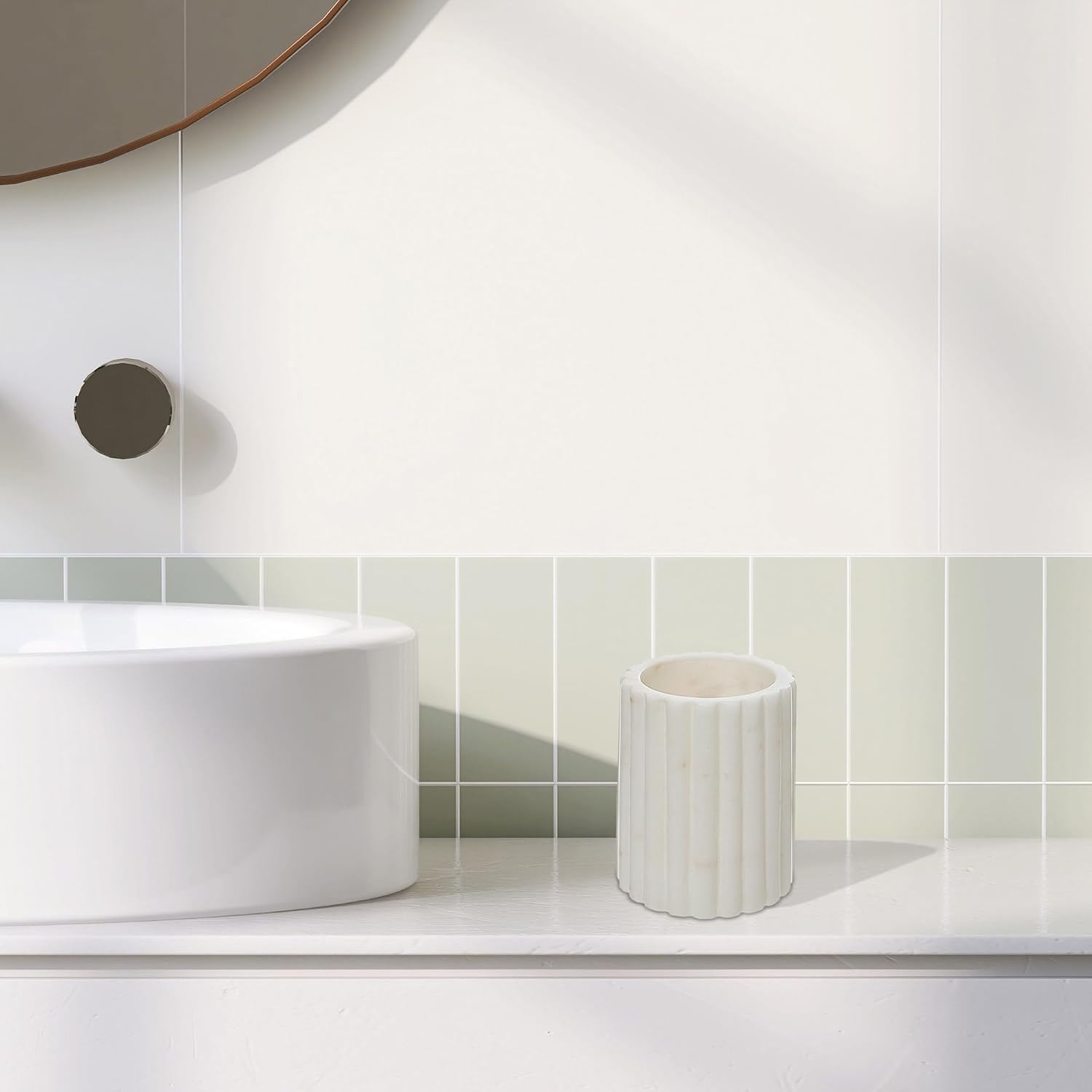 White Marble Tumbler Off/White Modern Contemporary Stone