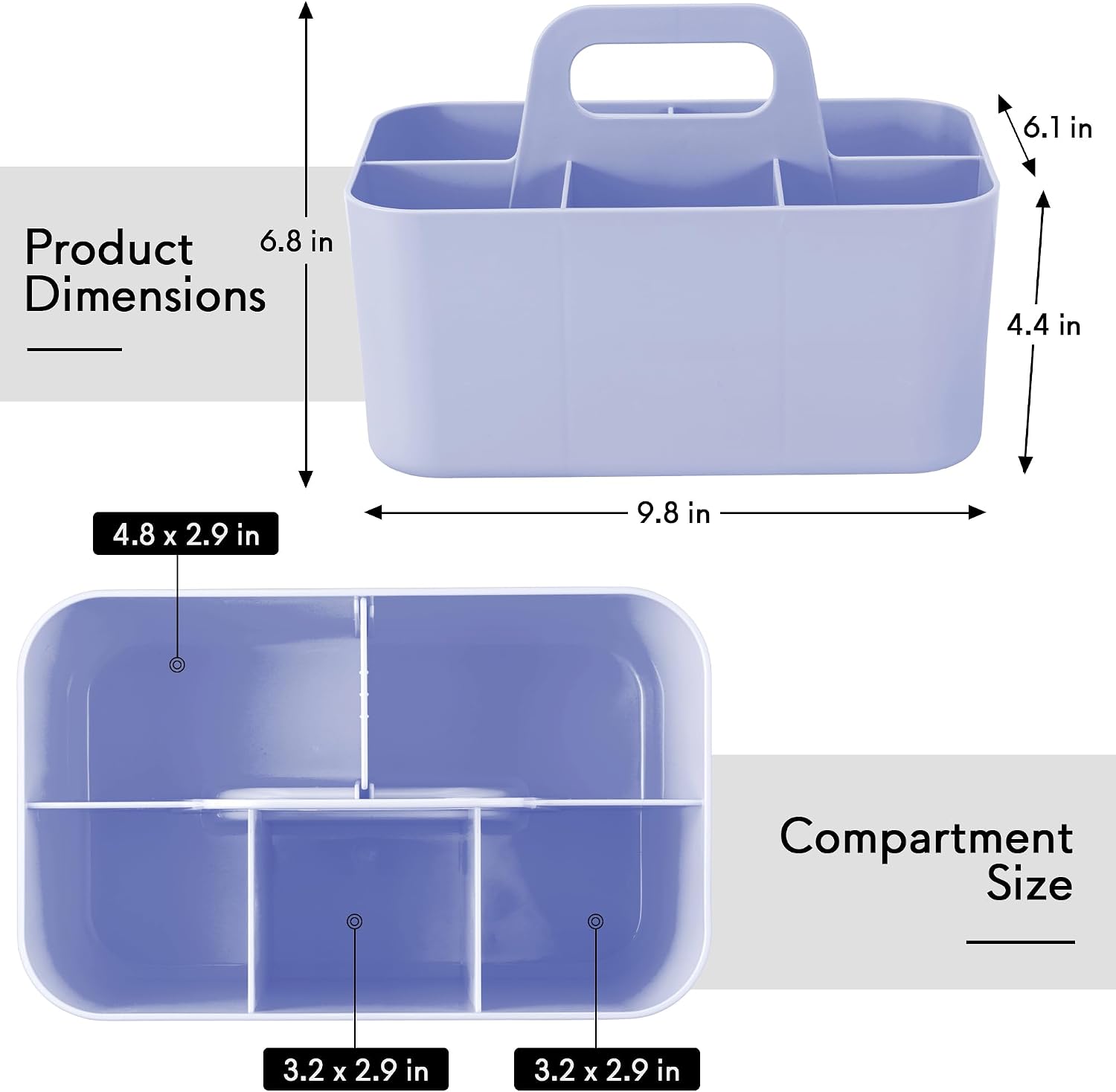 Tiawudi Multipurpose Caddy Organizer, Plastic Caddy with Handle, Stackable Desk Organizer for Stationery, Marker and Pencil, Office Supplies Organizer, Dorm Caddy