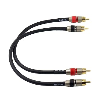 WJSTN RCA to RCA Audio Cable Subwoofer Cable, Digital Coaxial Audio Cable RCA Male to RCA Male Dual Shielded Wire -Black 2pack (1FT)