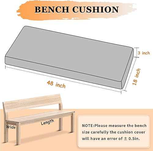 Miniatura 5 de ROFIEJOX Cojín de banco de 48 pulgadas, tela impermeable para arañazos de gato, textura de cuero, espuma de esponja de alta densidad 70D, grosor de