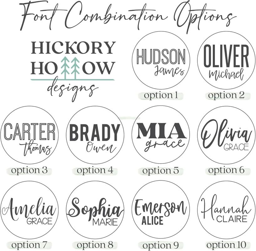 Image of Personalized Round Wooden Name Plate, Monogram Family Sign with Couples Names, Custom Name Sign, Established Date Plaque (30 x 30 cm)